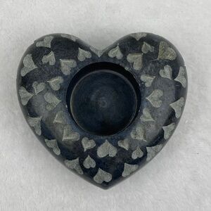 Marble Heart-Shaped Carved Hearts Candle Holder 3.5”